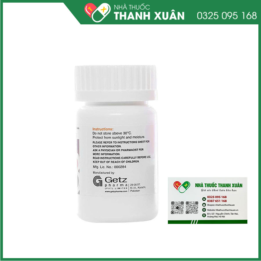 Thuốc Thuốc Getino-B điều trị viêm gan B hoặc kết hợp với thuốc kháng để kiểm soát HIV ở người trưởng thành